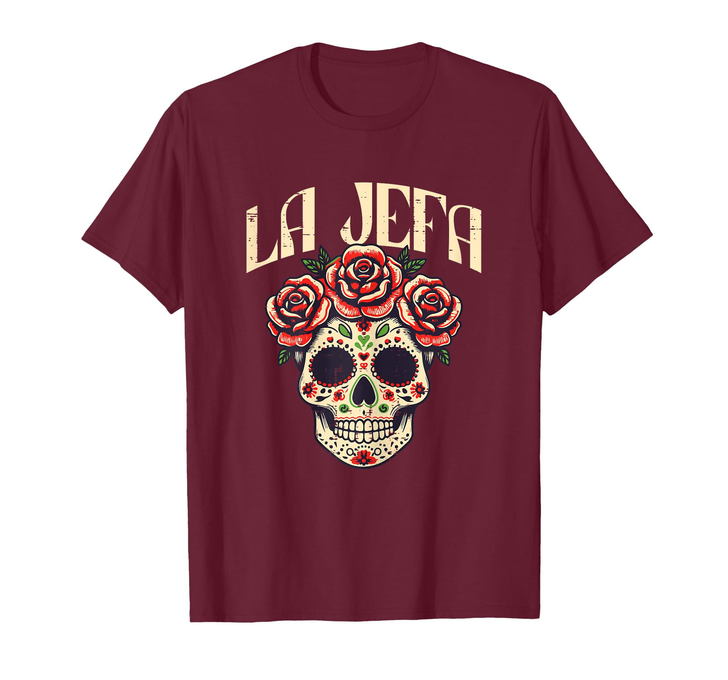 Mexican La Jefa Sugar Skull Cinco De Mayo Women Girls Kids T-Shirt