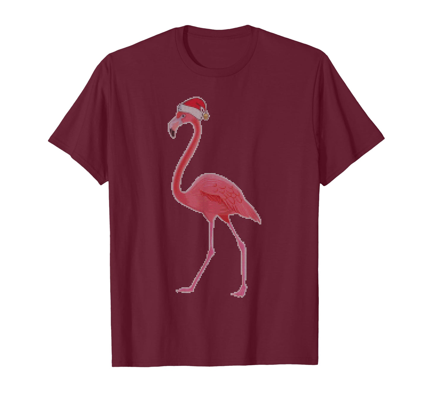 Ugly Christmas Flamingo Santa Holiday Knitted Look T-Shirt