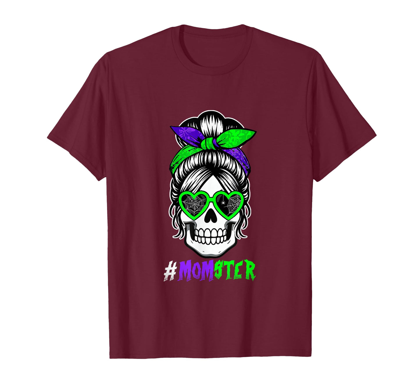 Mom Funny Joke Monster Halloween Skull Sunglasses Bow Tie T-Shirt
