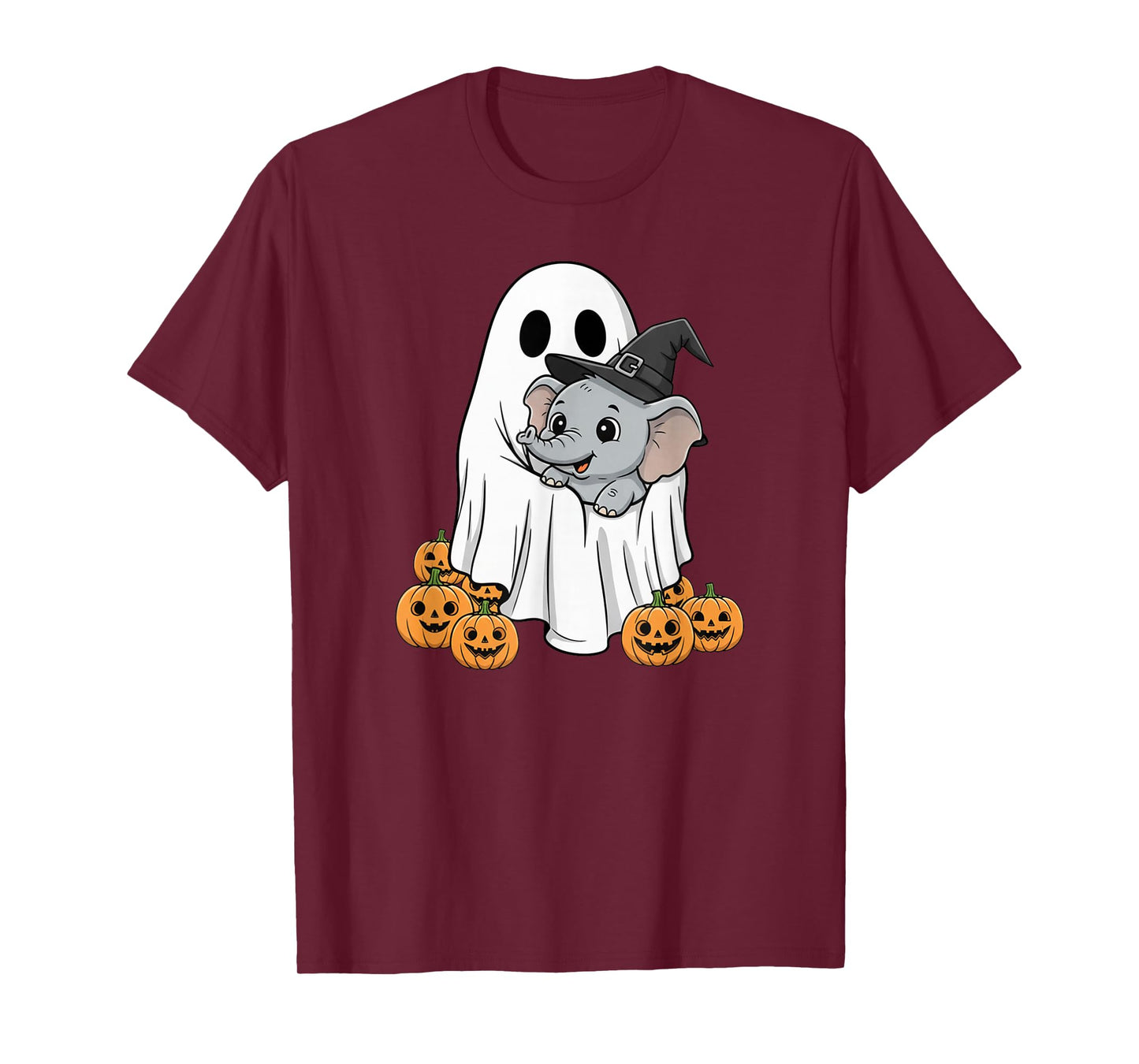 Funny Ghost Elephant Pumpkin Halloween Kids Mens Womens T-Shirt