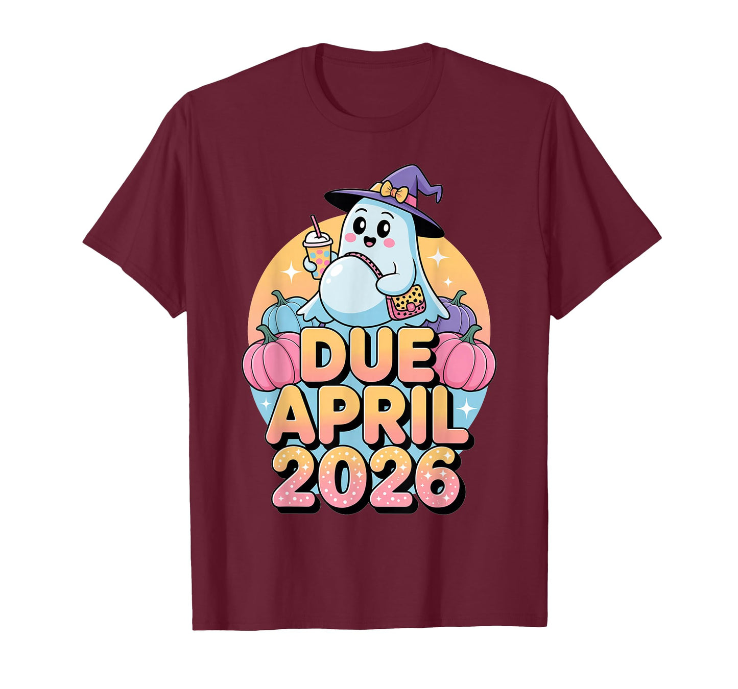 Halloween Pregnant Due April 2026 Mama Ghost Baby Mom T-Shirt