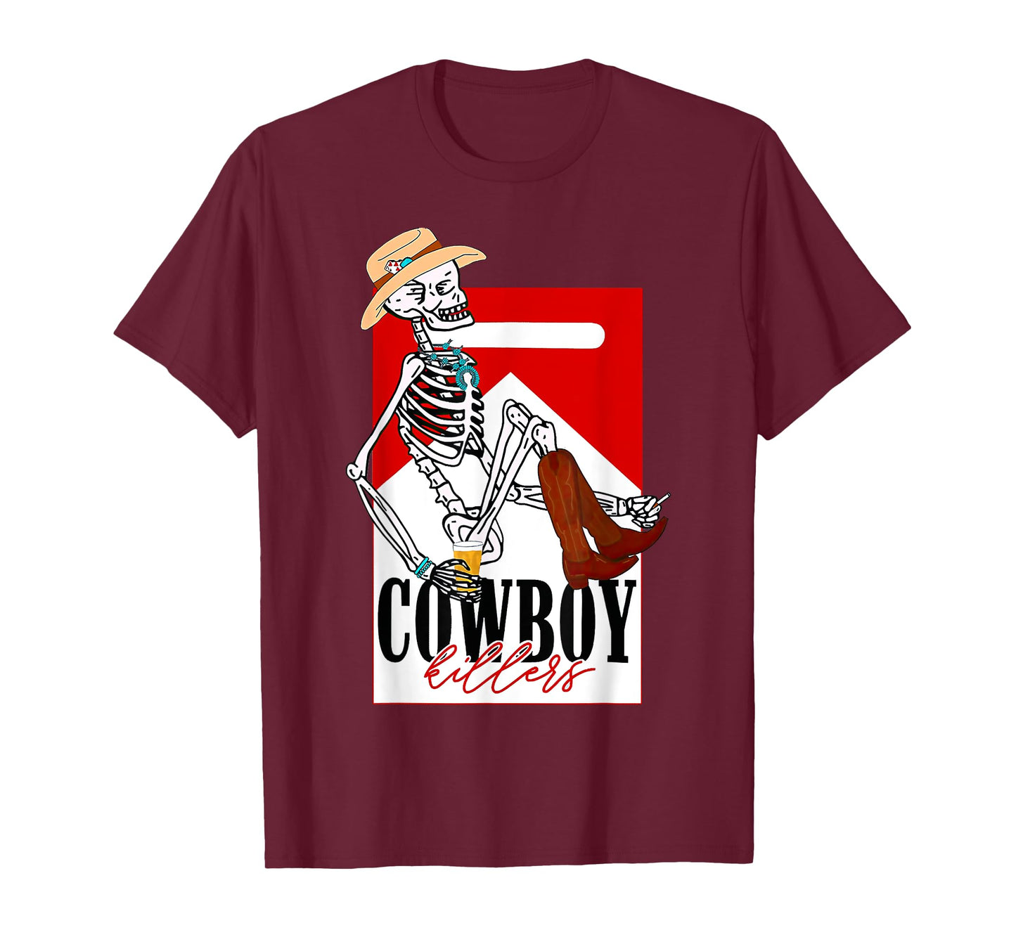Kille-rs Vintage Cowboy Western Skeleton Funny Men Women T-Shirt