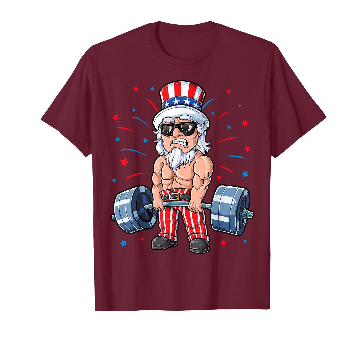 Uncle Sam Weightlifting 4th Of July Men Deadlift Fitness Gym T-Shirt