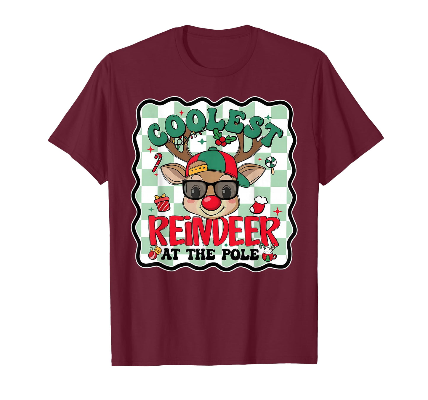 Coolest Reindeer at The Pole Funny Christmas Matching T-Shirt