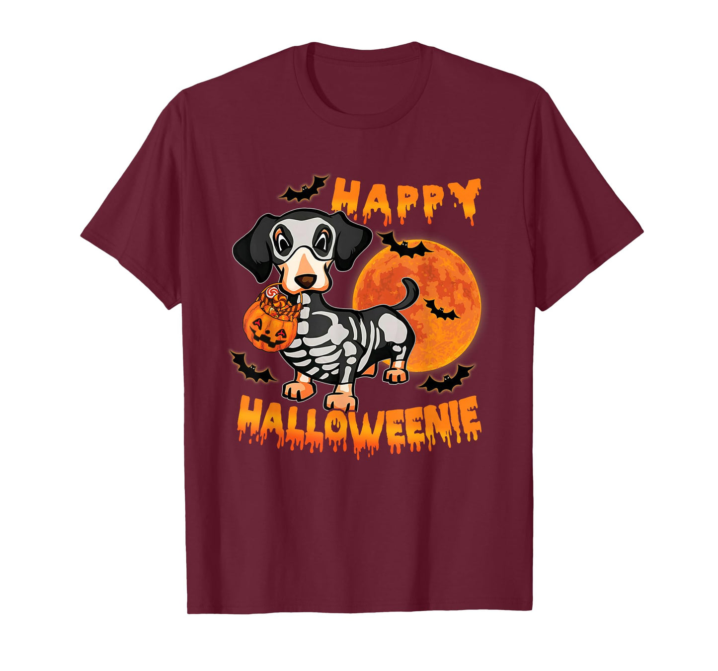 Happy Halloweenie Dachshund Dog Ghost Halloween Dog Lovers T-Shirt