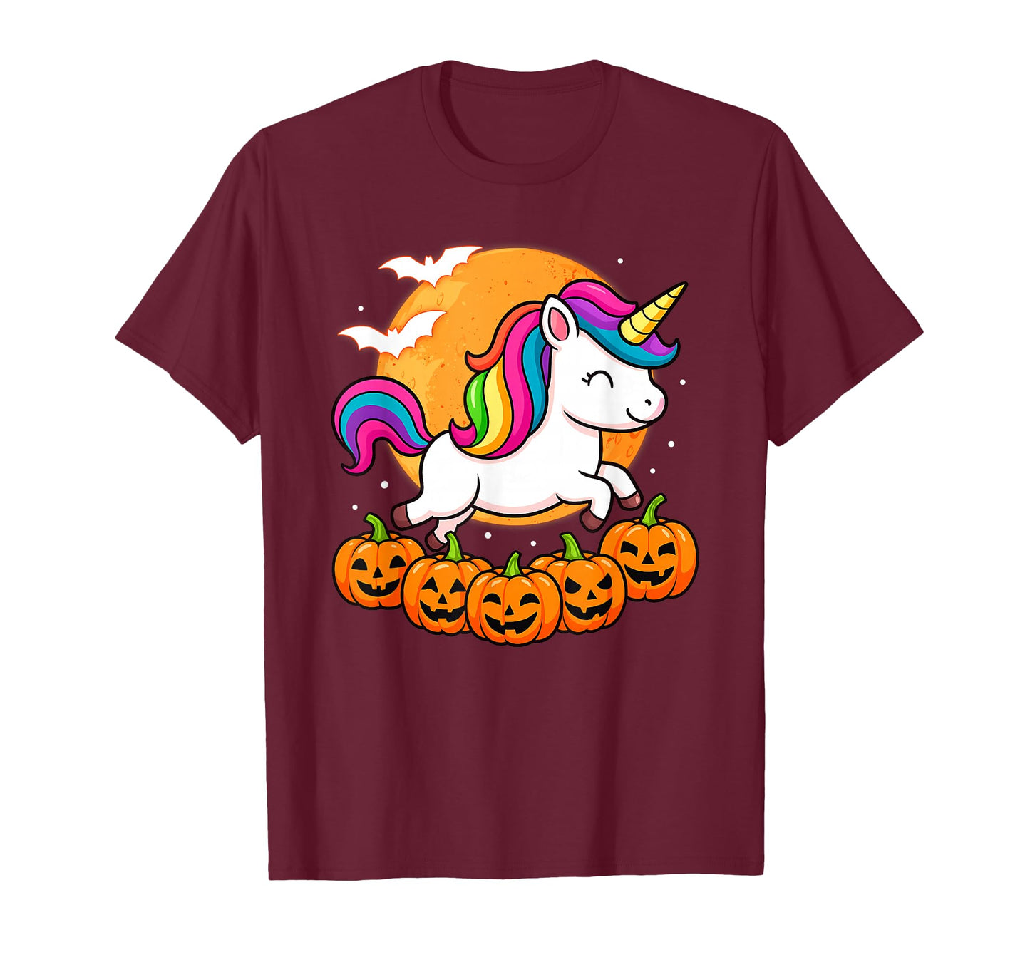 Cute Halloween Unicorn Witch Pumpkin Girls Women Kids T-Shirt