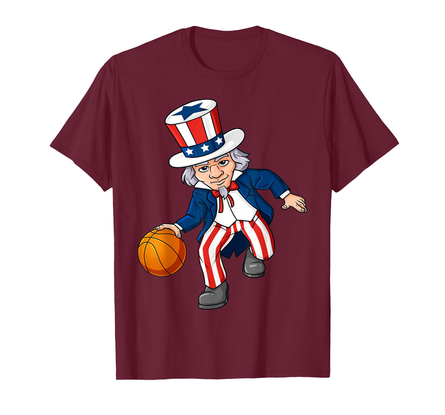Basketball Uncle Sam 4th Of July Boys Kids Teens Dribble T-Shirt