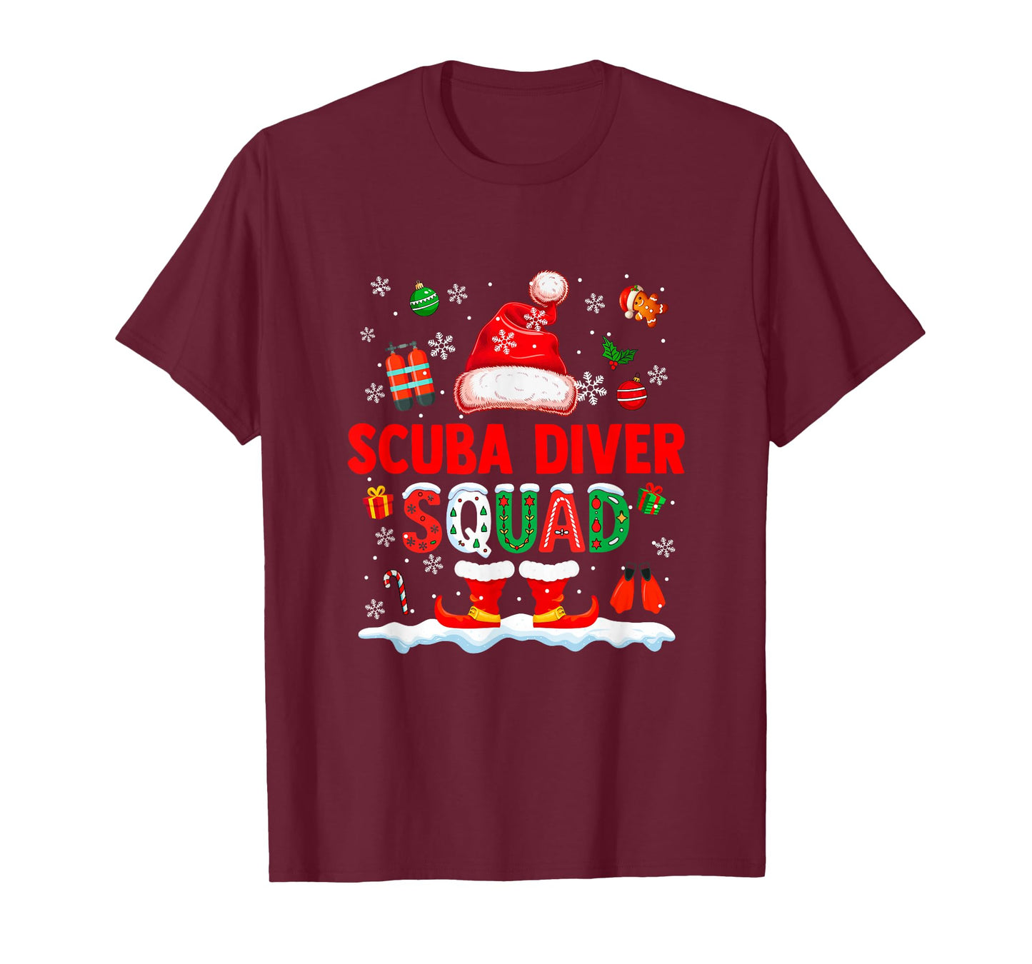 Scuba Diver Squad Men Job Christmas Santa Costume Bow Tie T-Shirt