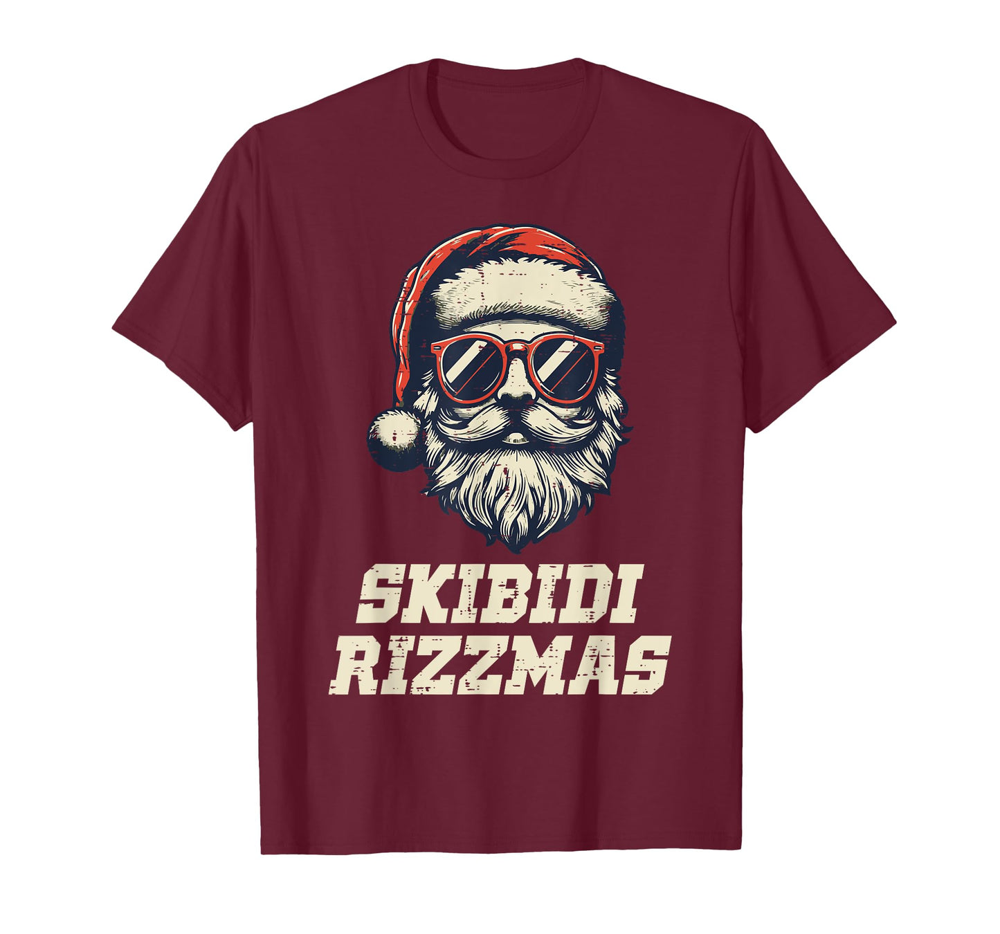Skibidi Rizzmas Santa Funny Christmas Boys Teens Kids Men T-Shirt