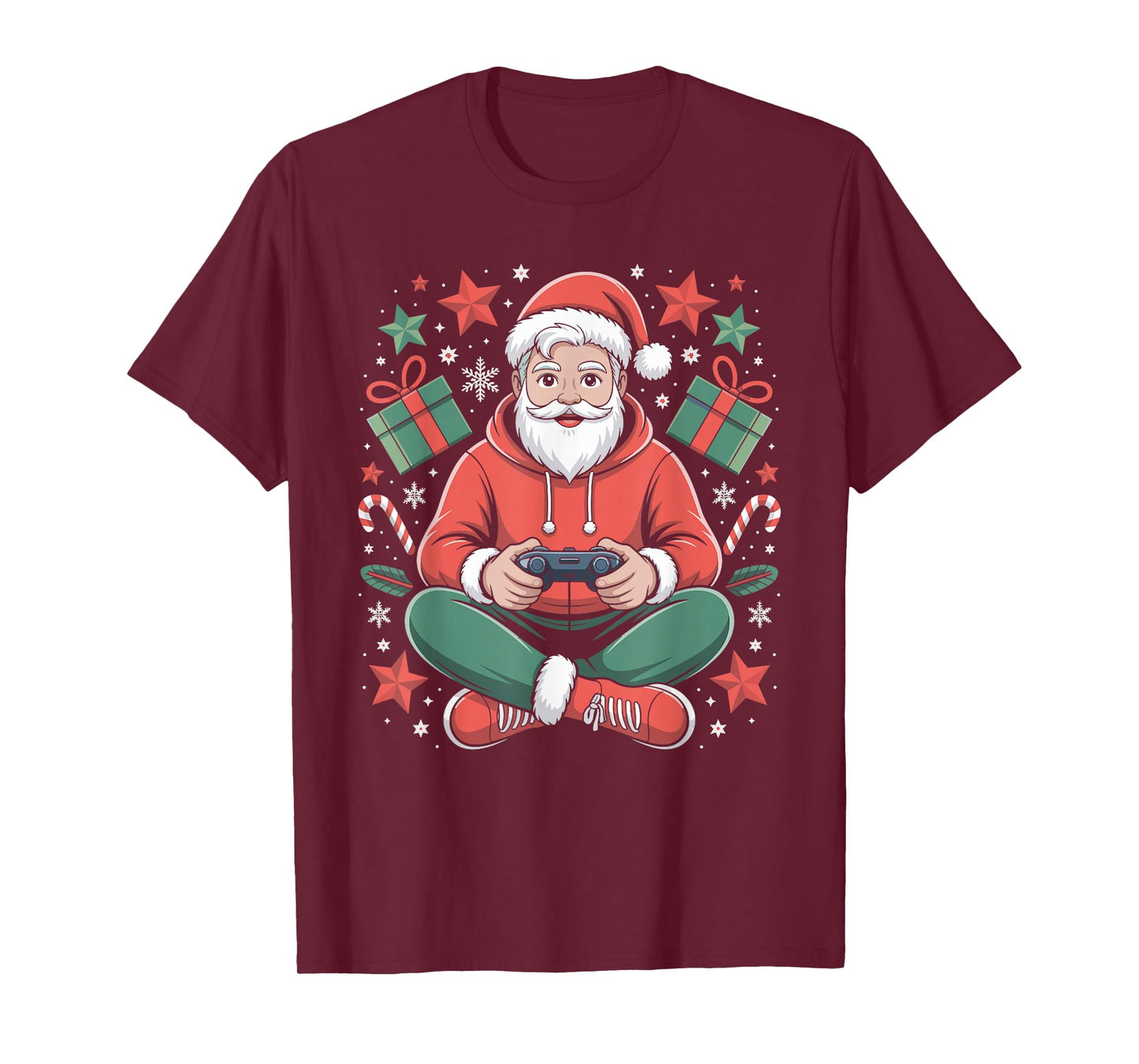 Santa Claus Gamer Christmas Holiday Video Games Gaming Xmas T-Shirt
