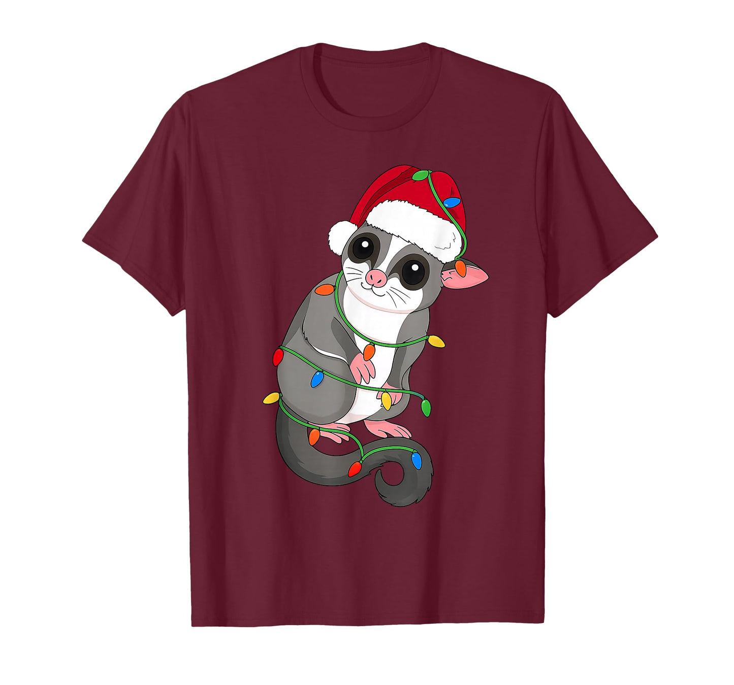 Sugar Glider Christmas Tree Lights Holiday Pet Lover T-Shirt
