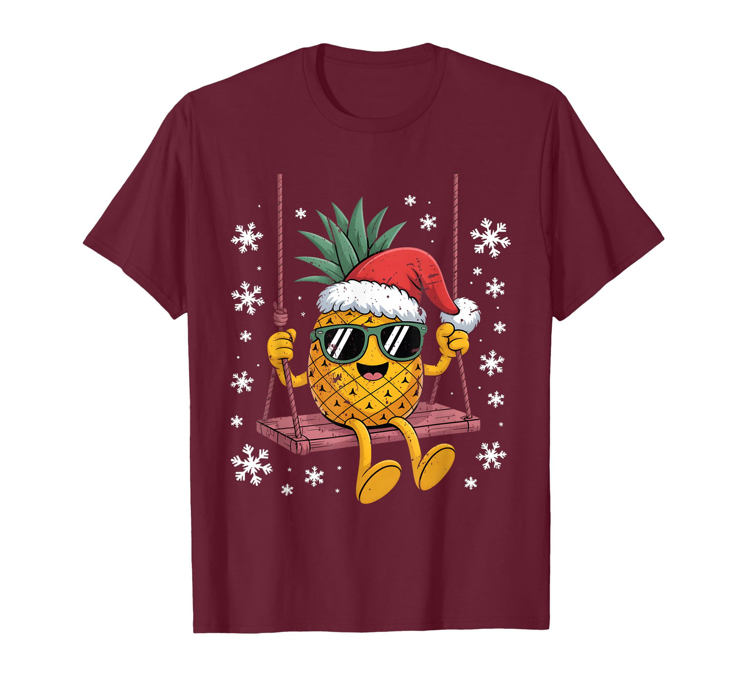 Swinging Pineapple Cartoon Santa Hat Christmas Kids Women T-Shirt