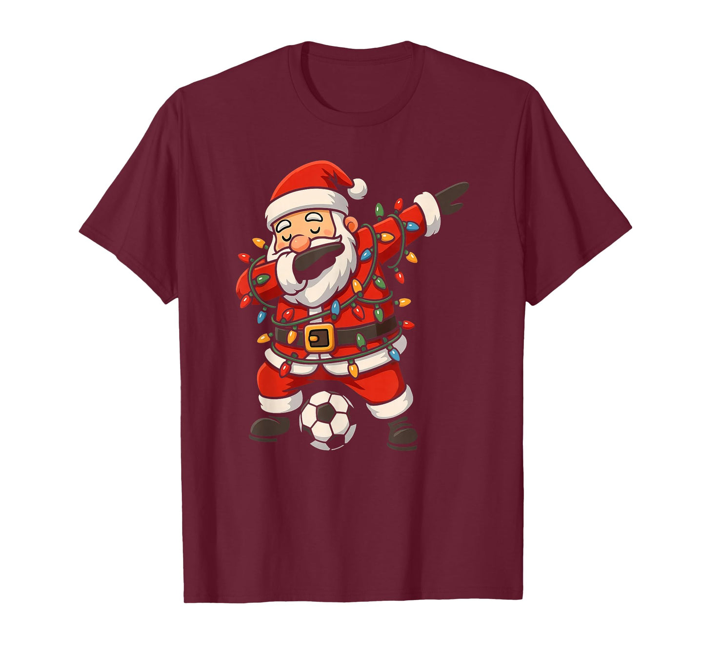Happy Xmas Dabbing Santa Soccer Christmas Pajamas Kids T-Shirt
