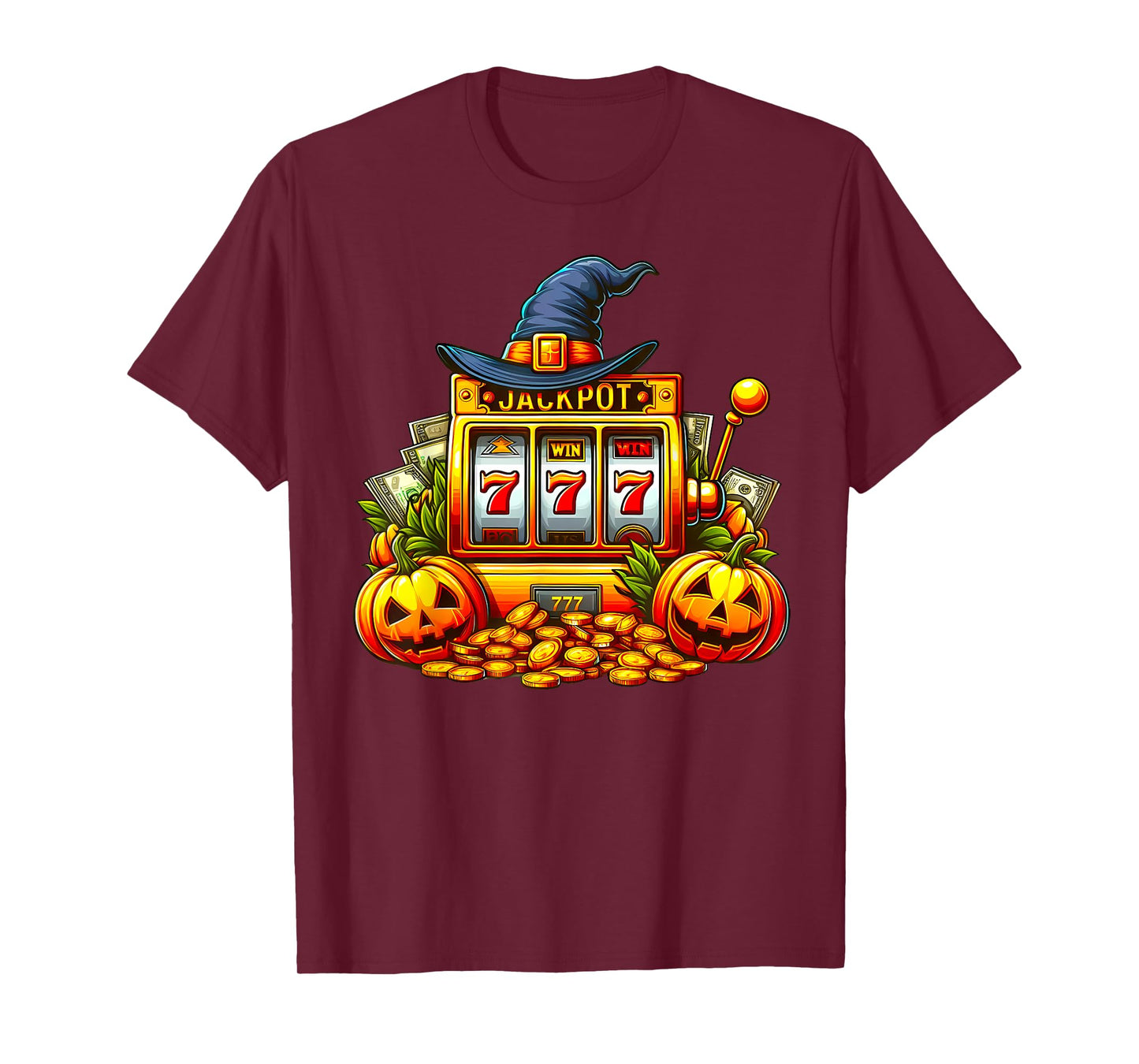 Halloween Slot Machine Casino Money Winner Pumpkins Jackpot T-Shirt