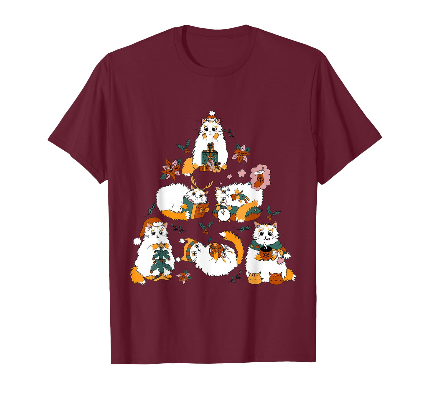 Funny Meowy Catmas Cat Christmas Tree Xmas Girls Boys T-Shirt