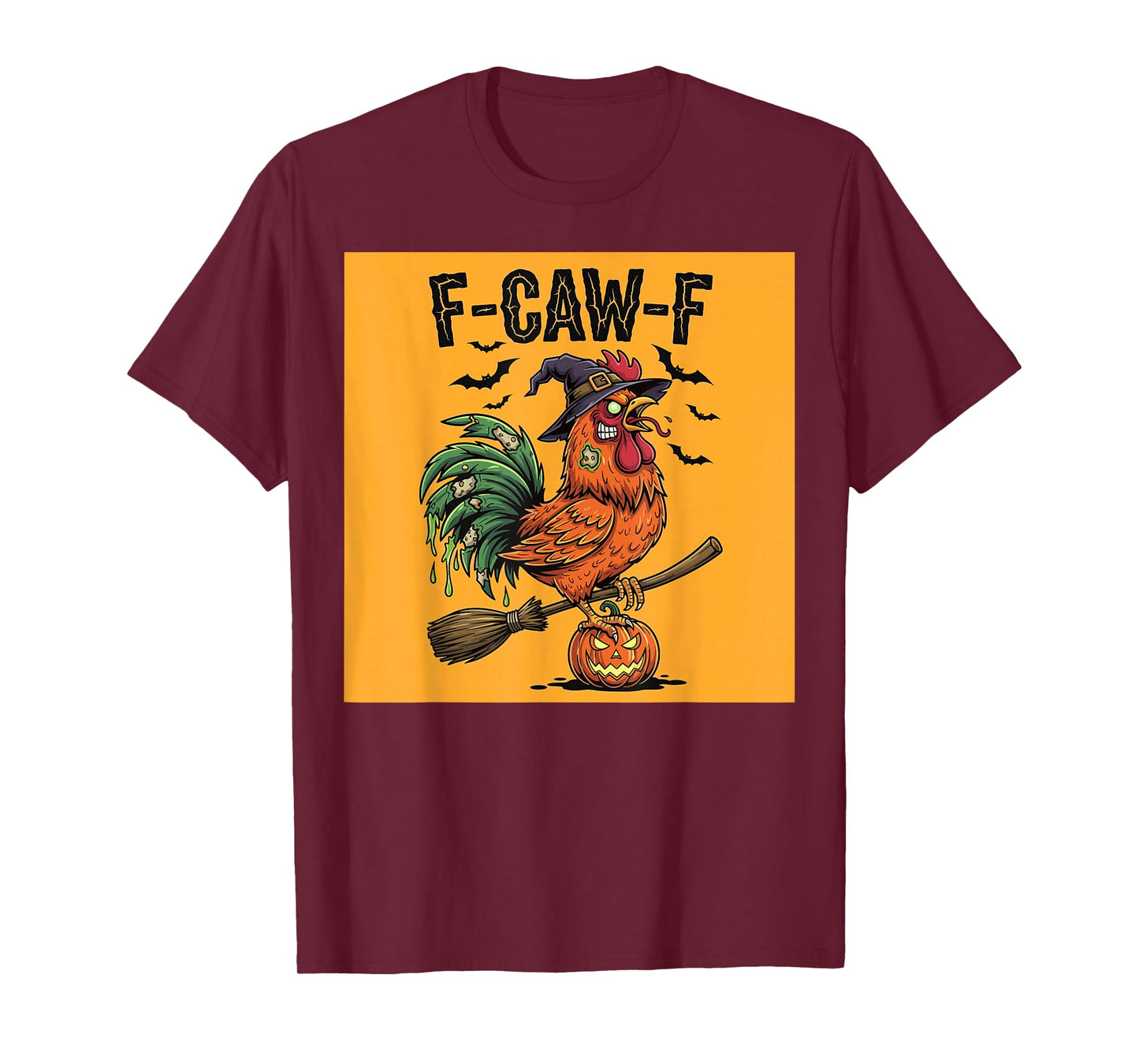 Halloween Zombie Rooster Witch Pumpkin Broom Funny T-Shirt