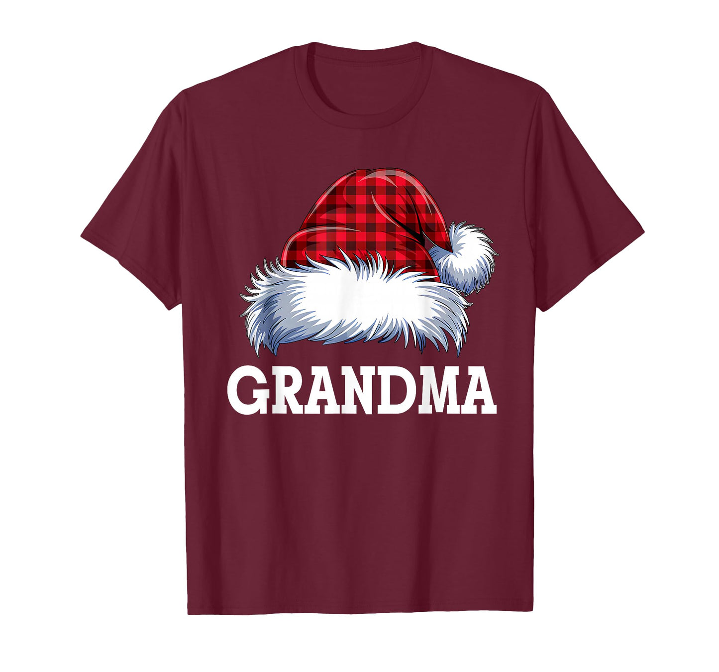 Grandma Santa Red Plaid Christmas Family Matching Pajamas T-Shirt