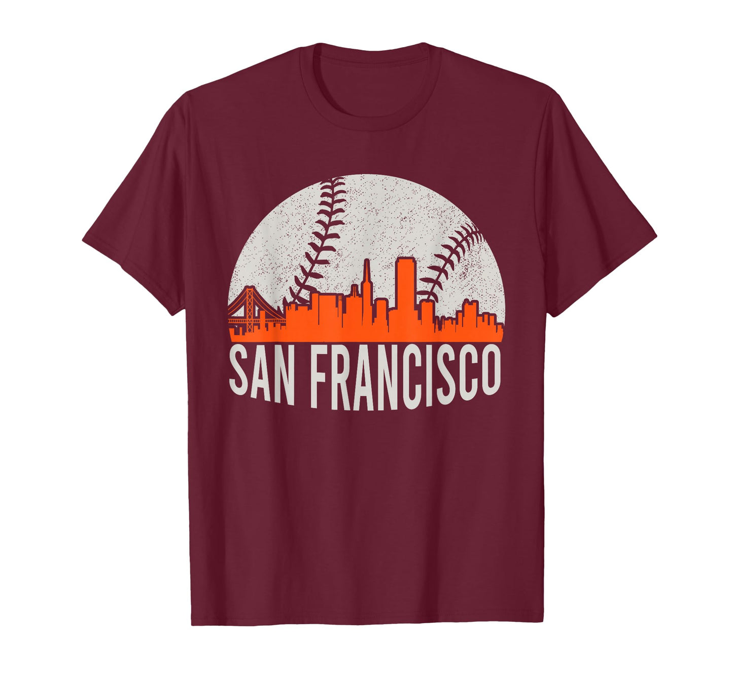 Vintage San Francisco Skyline Baseball Present Men Women T-Shirt