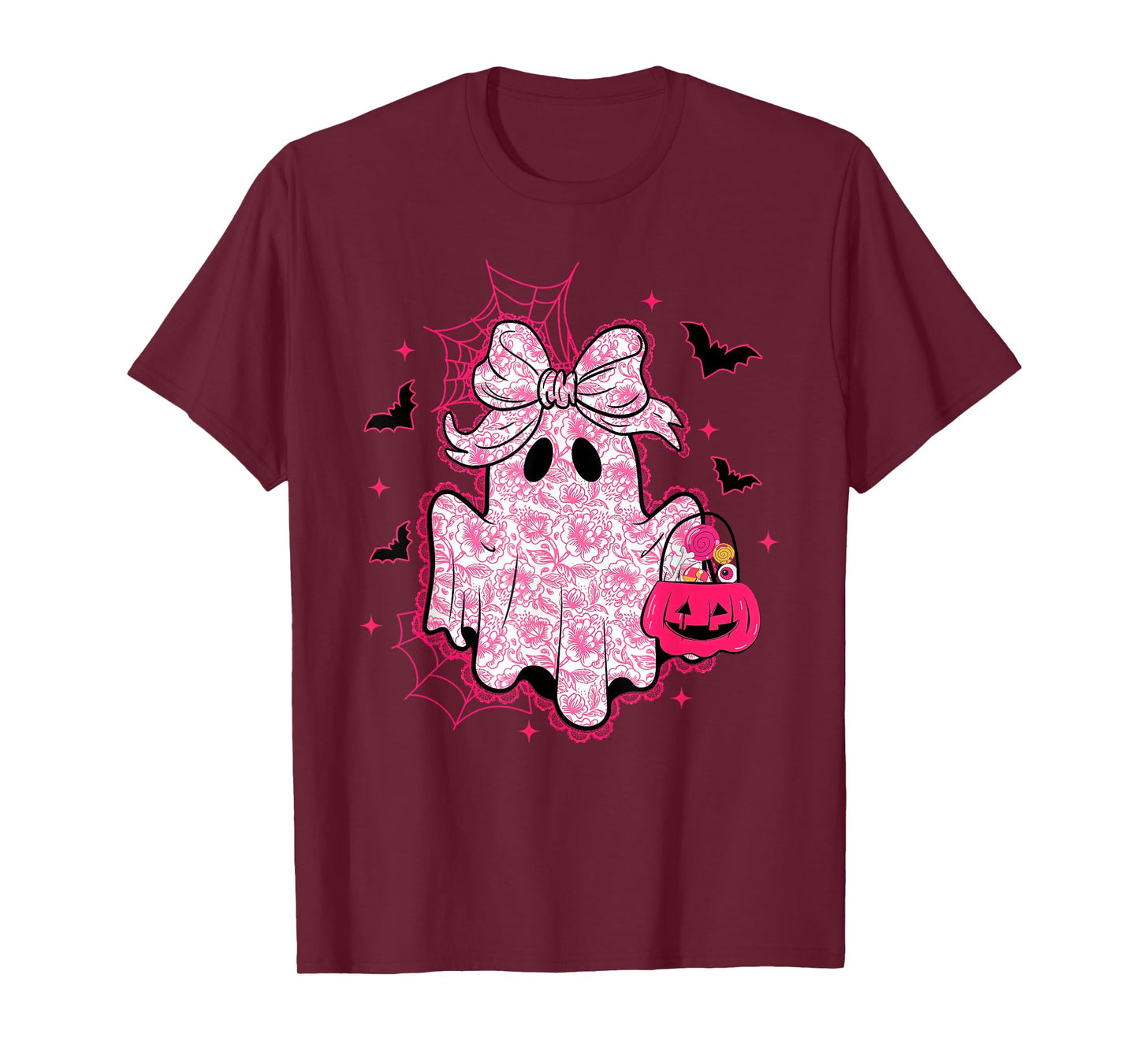 Vintage Lace Ghost Coquette Bow Halloween Girly Women Girls T-Shirt