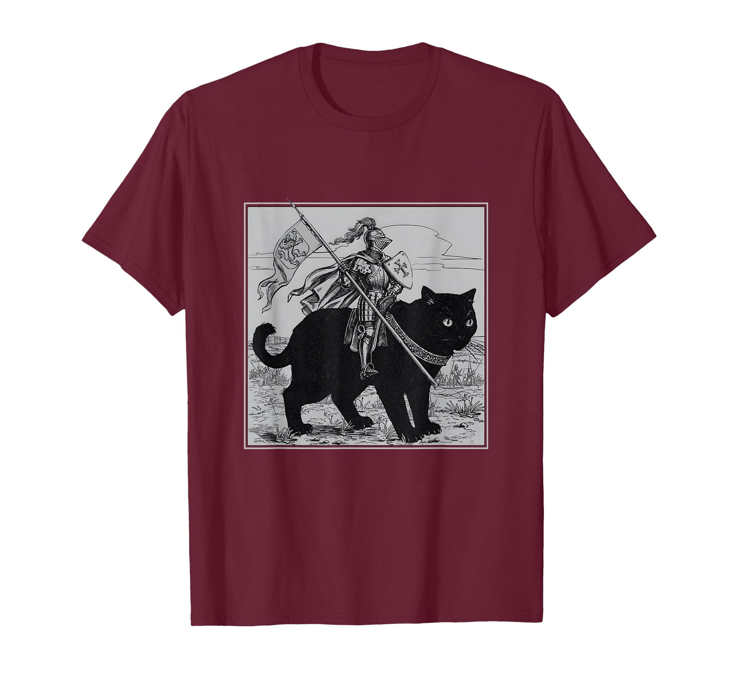 Knight Cat Rider Vintage 90s Medieval Knight Riding Cat T-Shirt