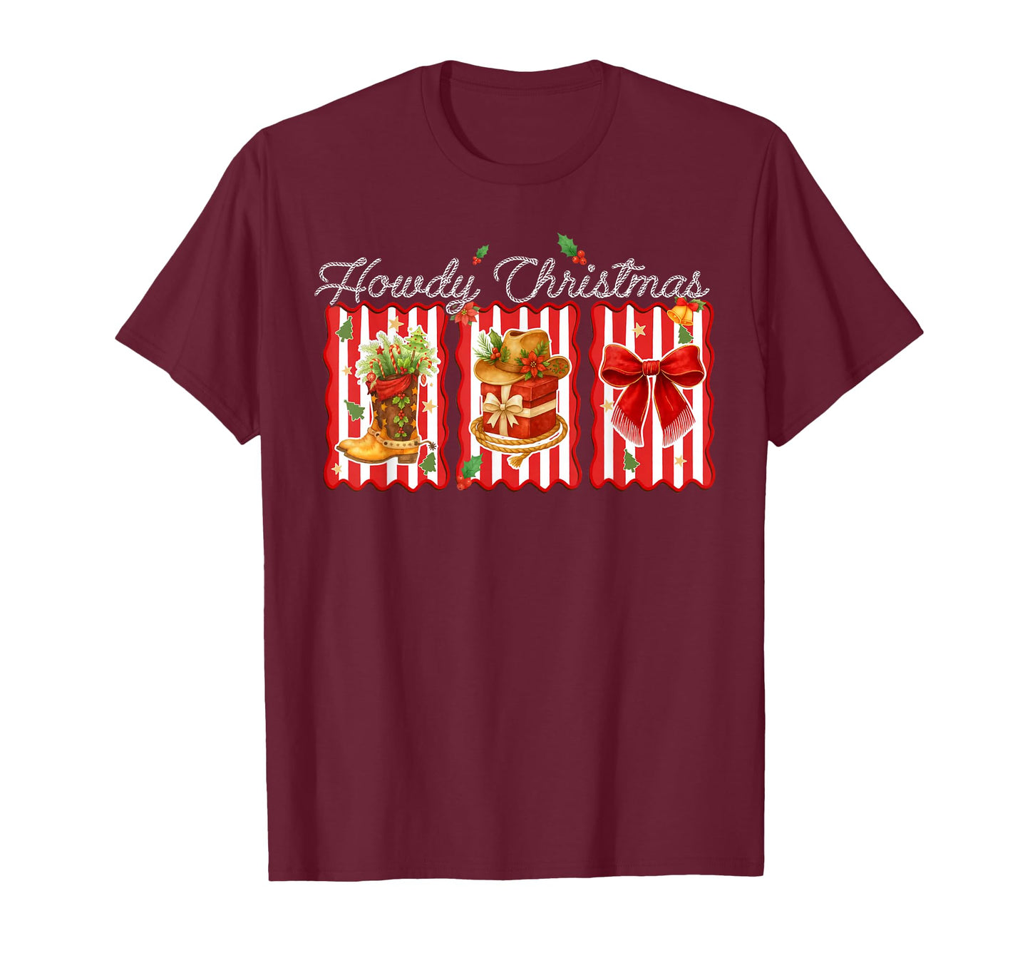 Howdy Christmas Western Coquette Bow Cowboy Cowgirl Santa T-Shirt