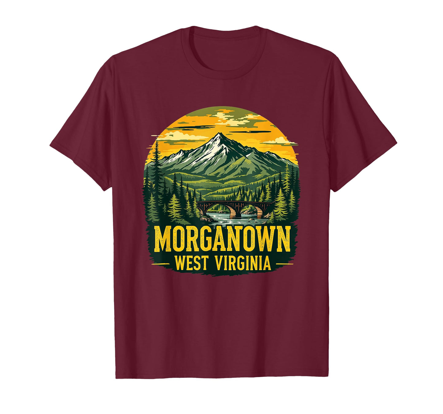 Morgantown Skyline Vintage Morgantown West Virginia Nature T-Shirt