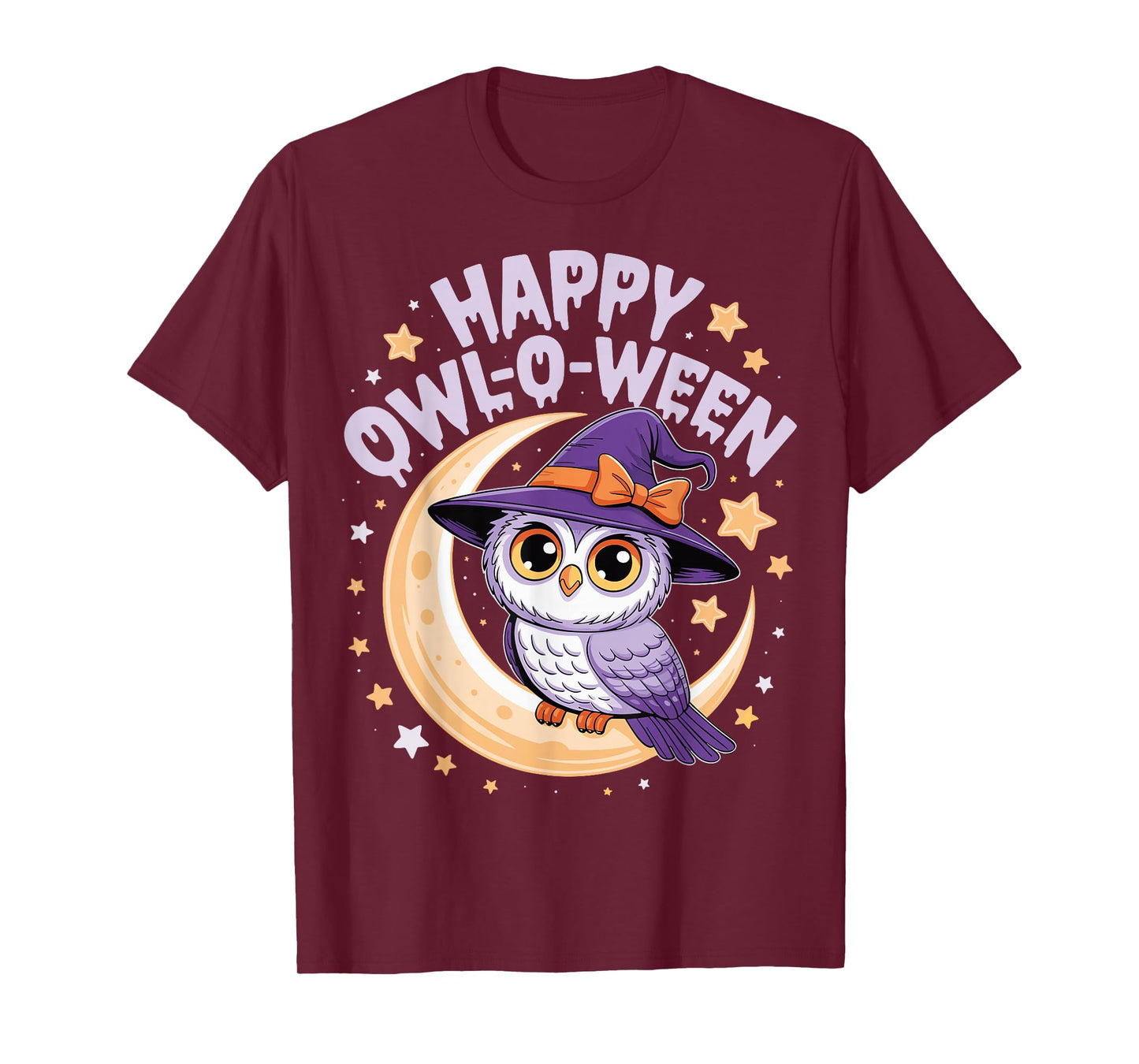 Happy Owl-O-Ween Pun Owl Witch Moon Kawaii Halloween Spooky T-Shirt