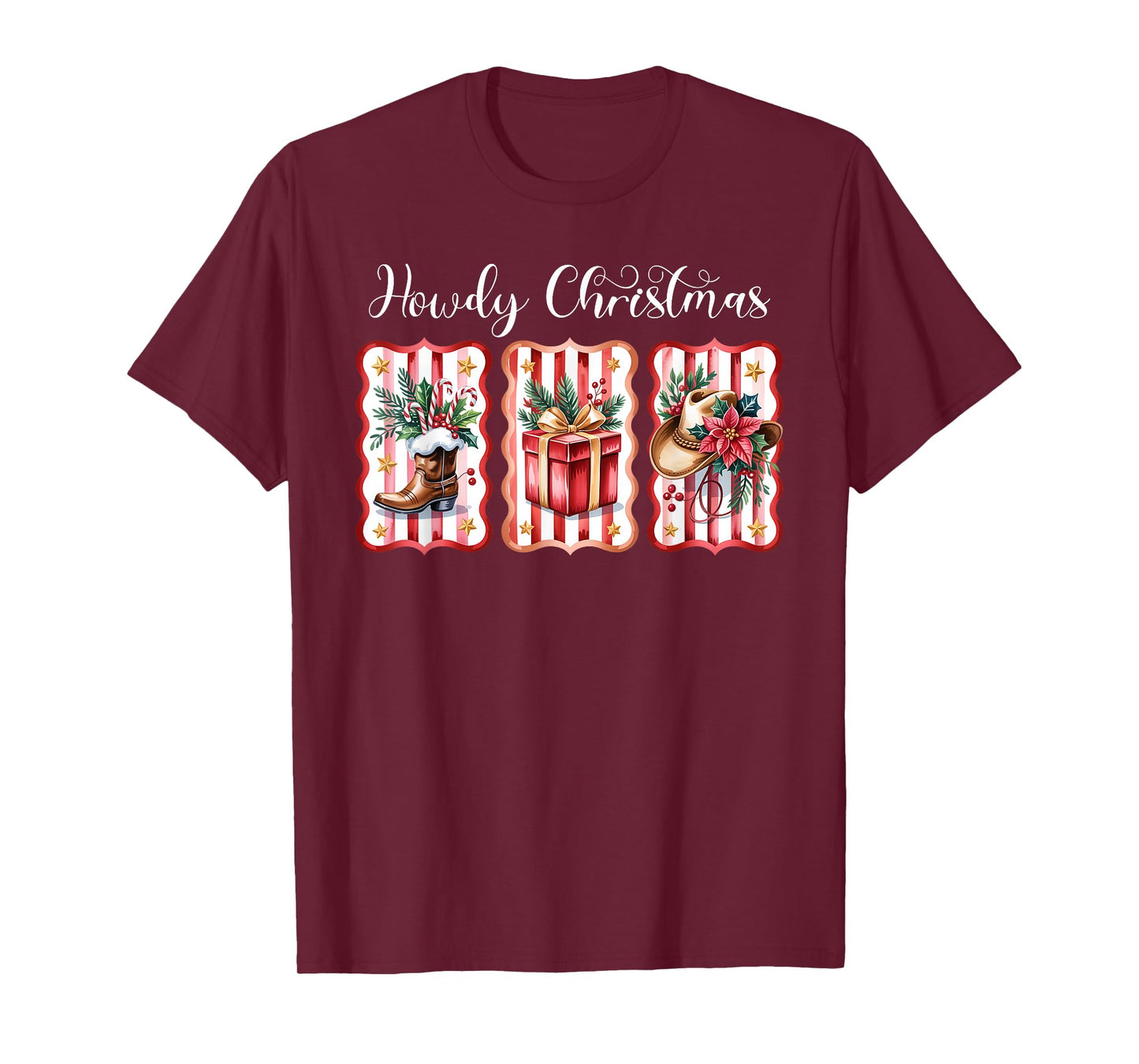Howdy Christmas Western Coquette Bow Cowboy Cowgirl Santa T-Shirt