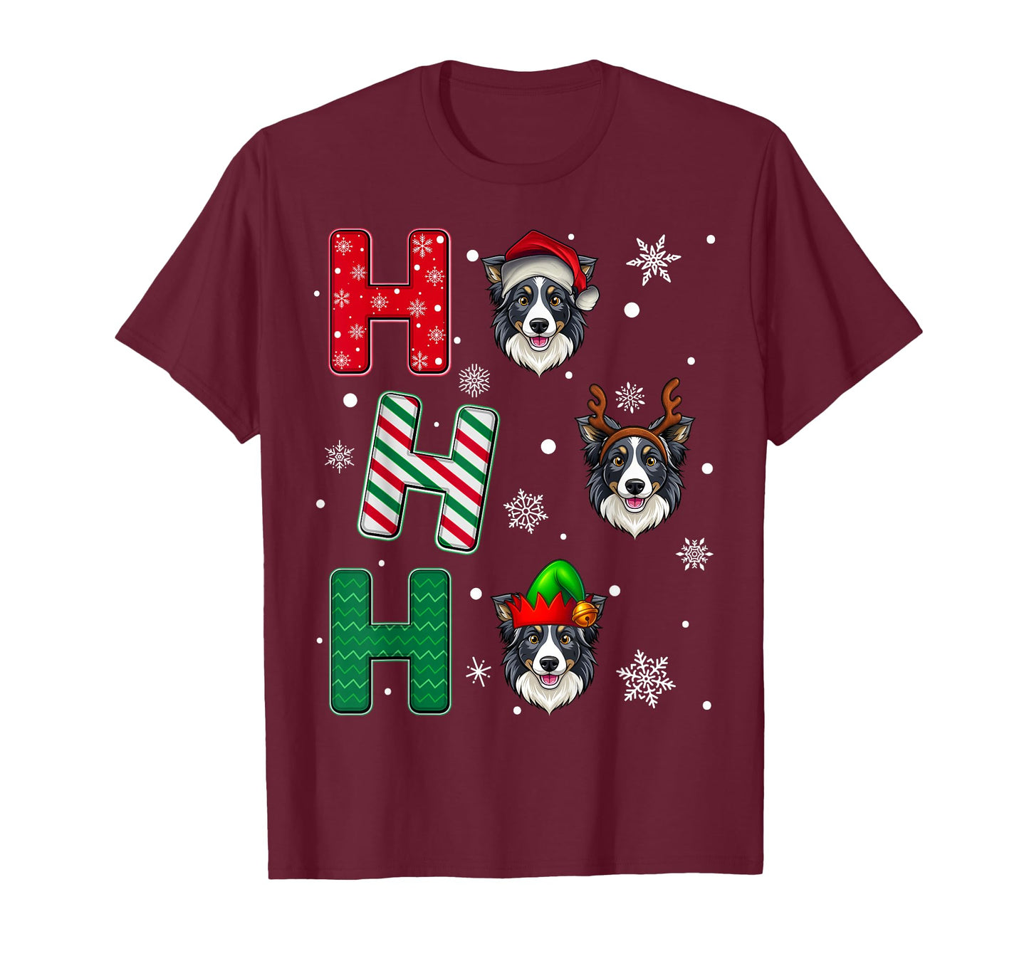 Ho Ho Ho Bearded Collie Dog Lover Christmas Santa Elf Xmas T-Shirt