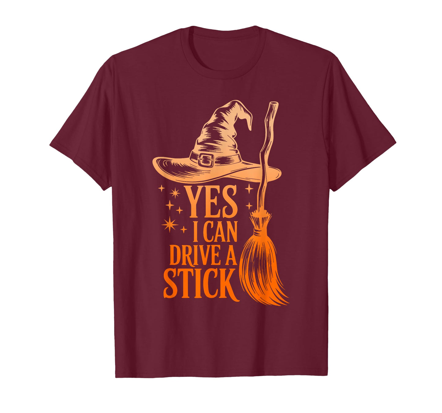 Yes I Can Drive A Stick Funny Halloween Spooky Witch T-Shirt