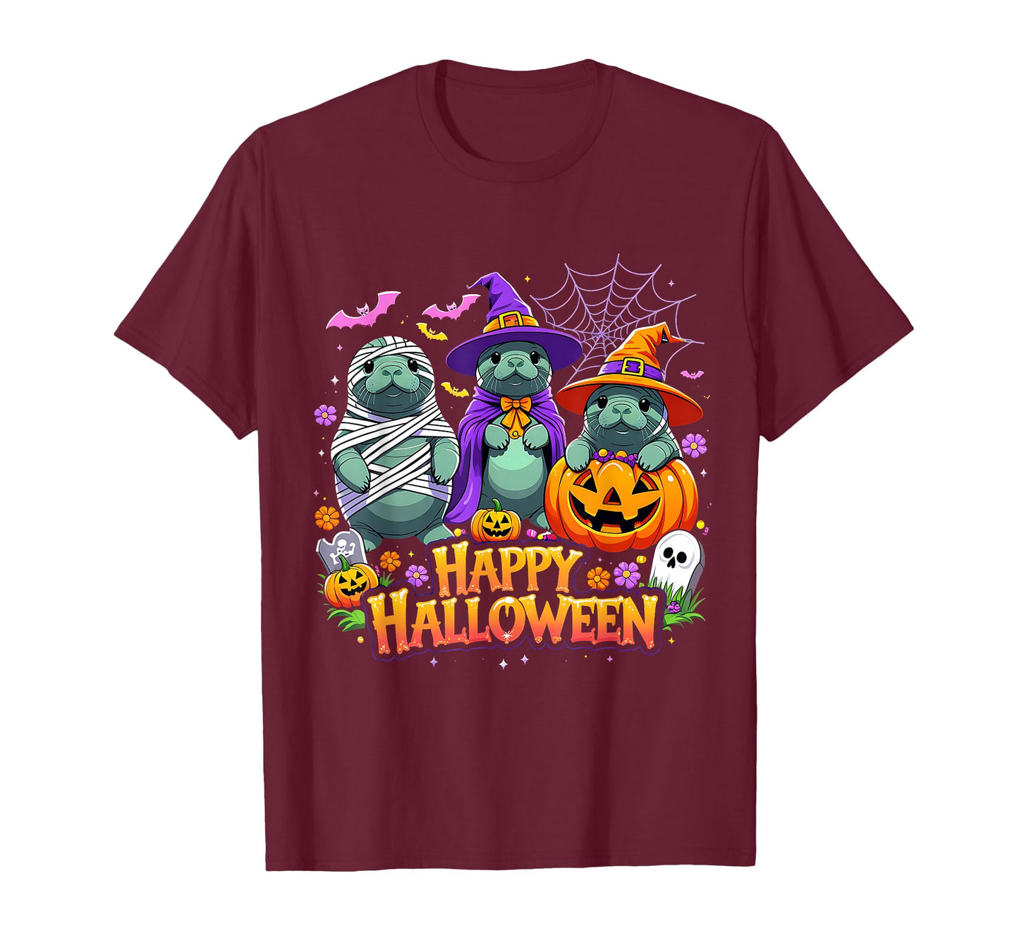 Happy Halloween Cute Manatee Spooky Costume T-Shirt