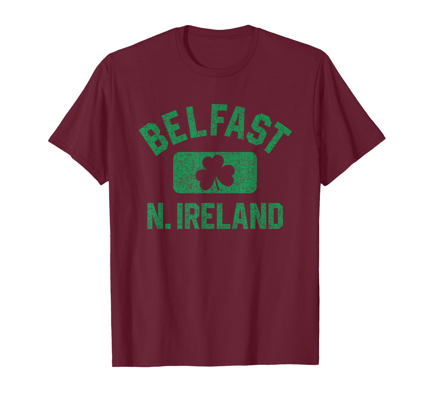 Belfast N. Ireland Gym Style Distressed Green Print T-Shirt