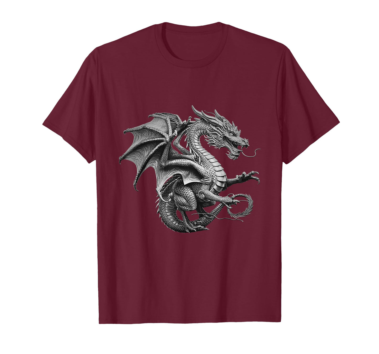 Vintage Dragon Art Silver Dragon Design T-Shirt