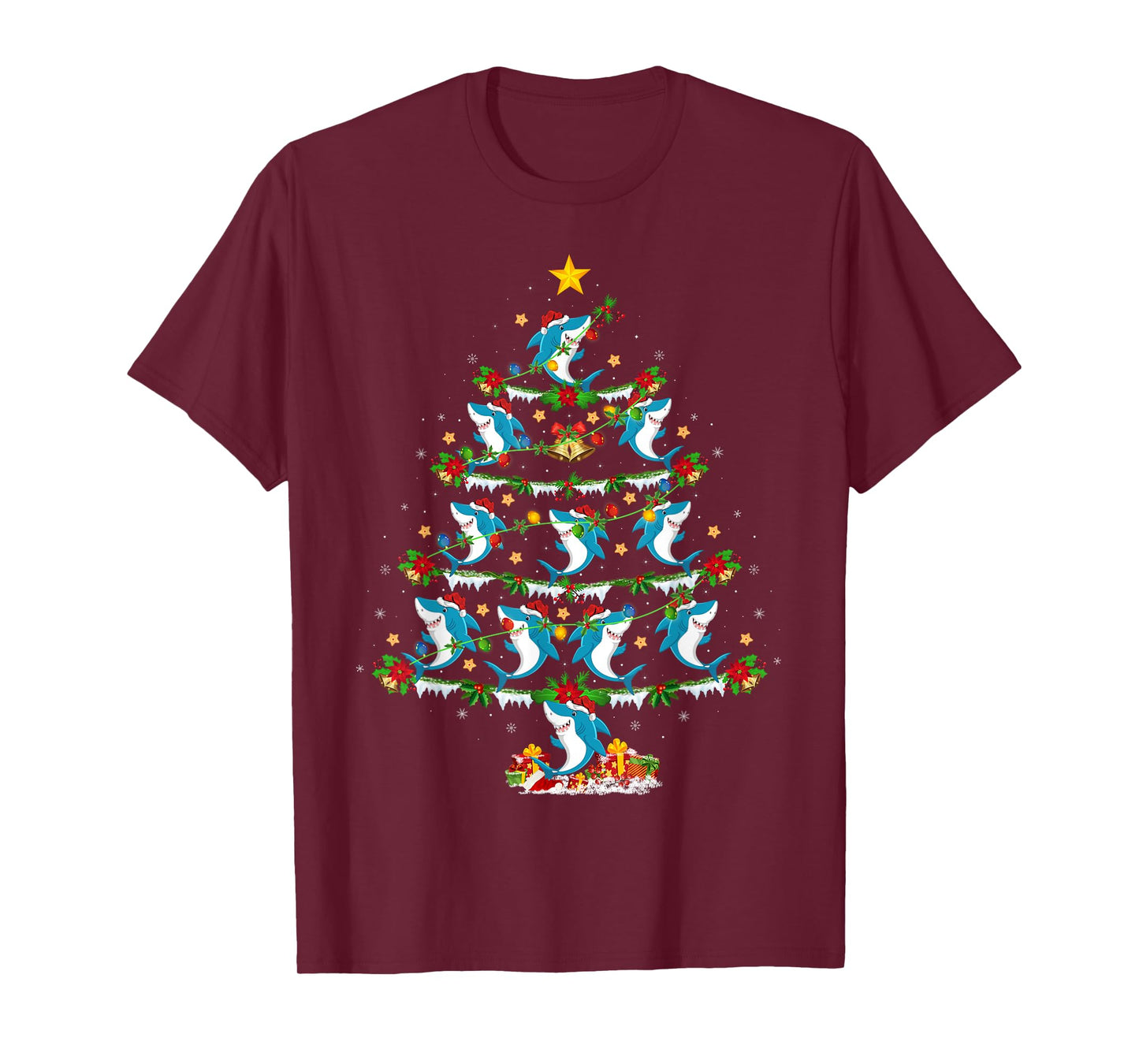 Shark Christmas Tree Lights Funny Sea Animal Shark Xmas T-Shirt