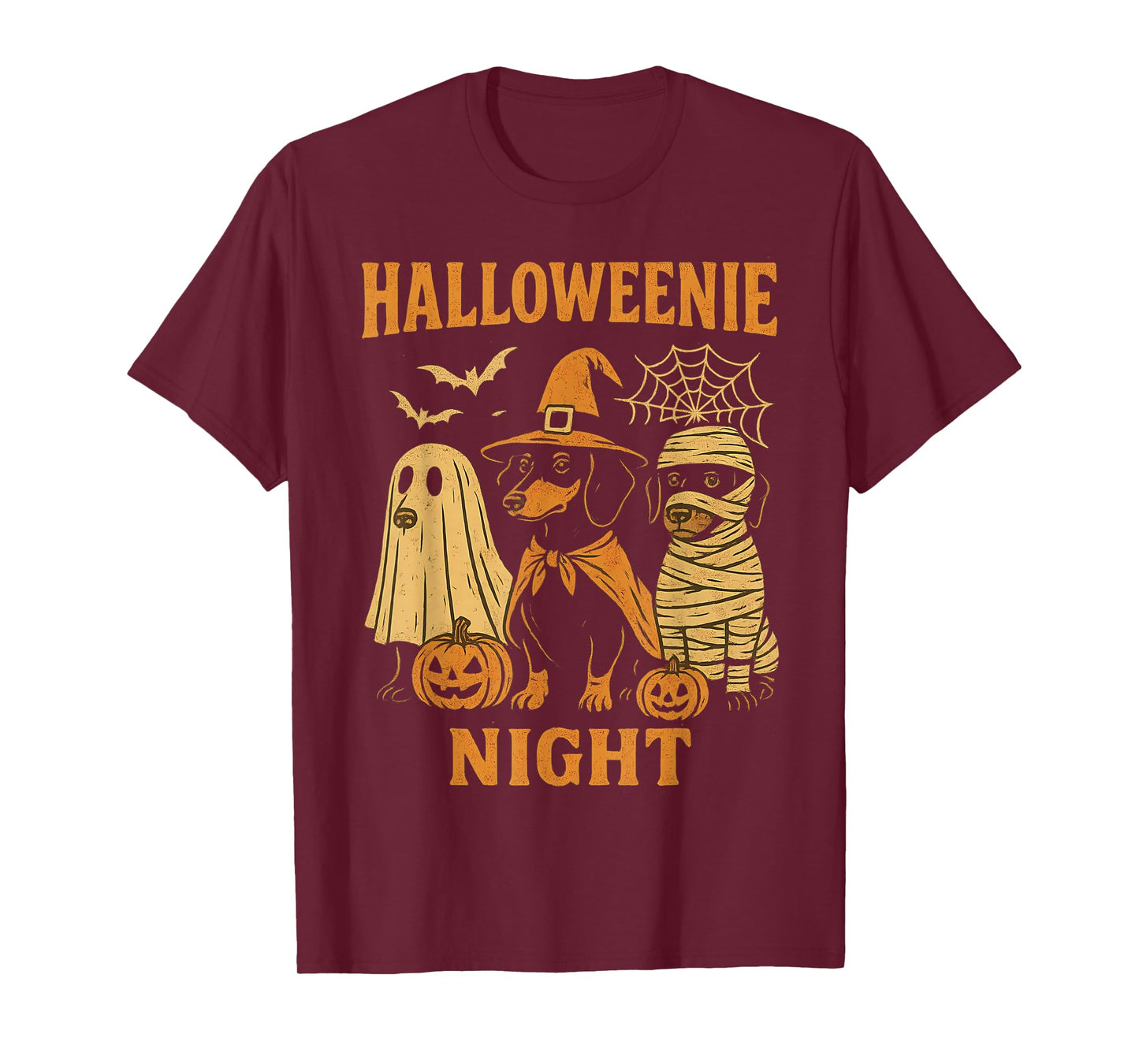 Halloweenie Dachshund Ghost Witch Mummy Funny Halloween Dog T-Shirt