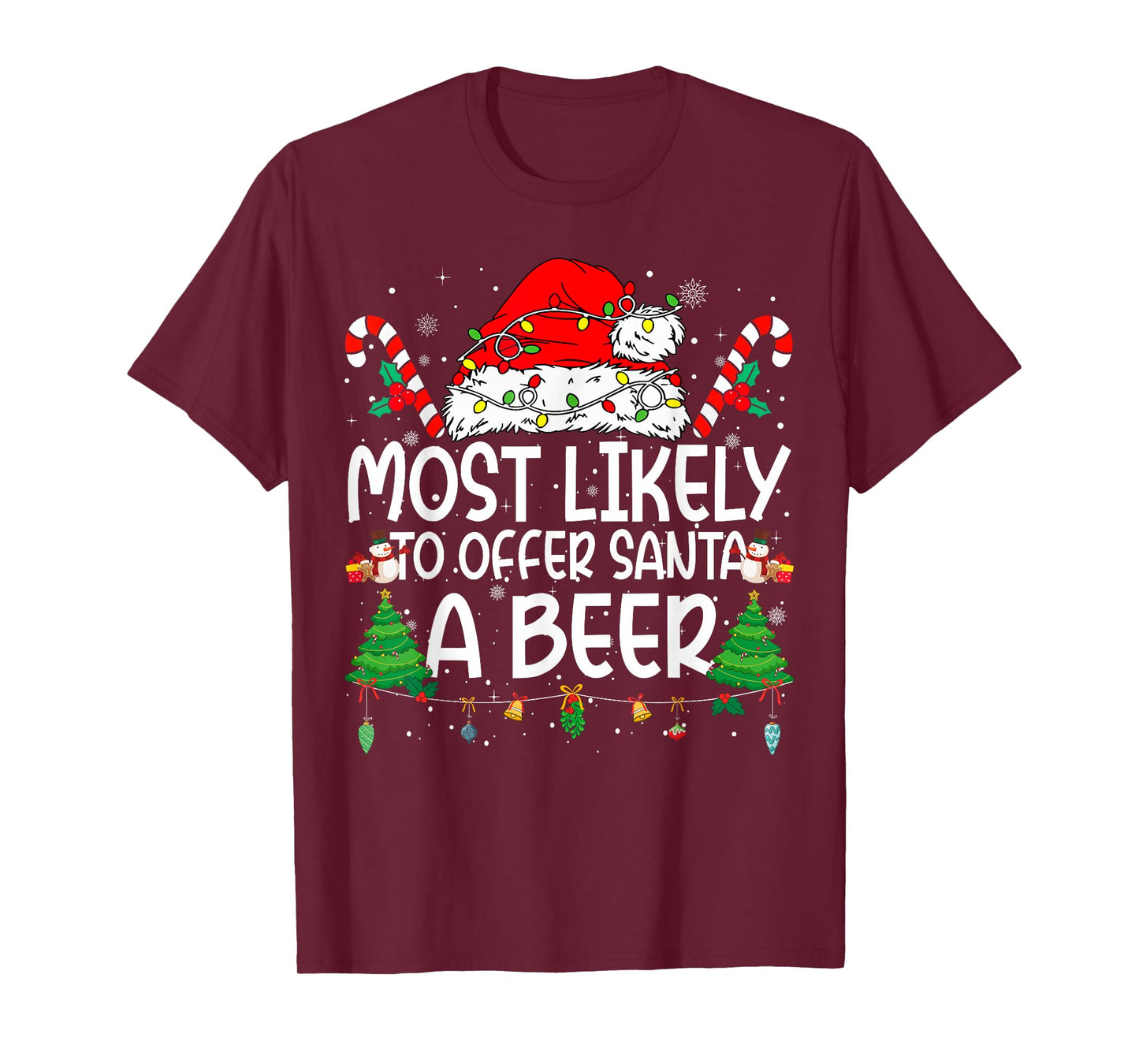 Family Matching Xmas Most Likely to Offer Santa A Beer T-Shirt