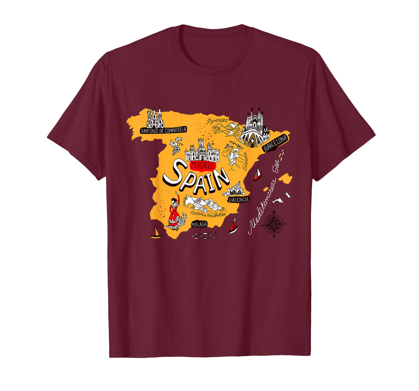 I Love Spain Culture Tee Shirt, Vintage Spain Graphic Design T-Shirt