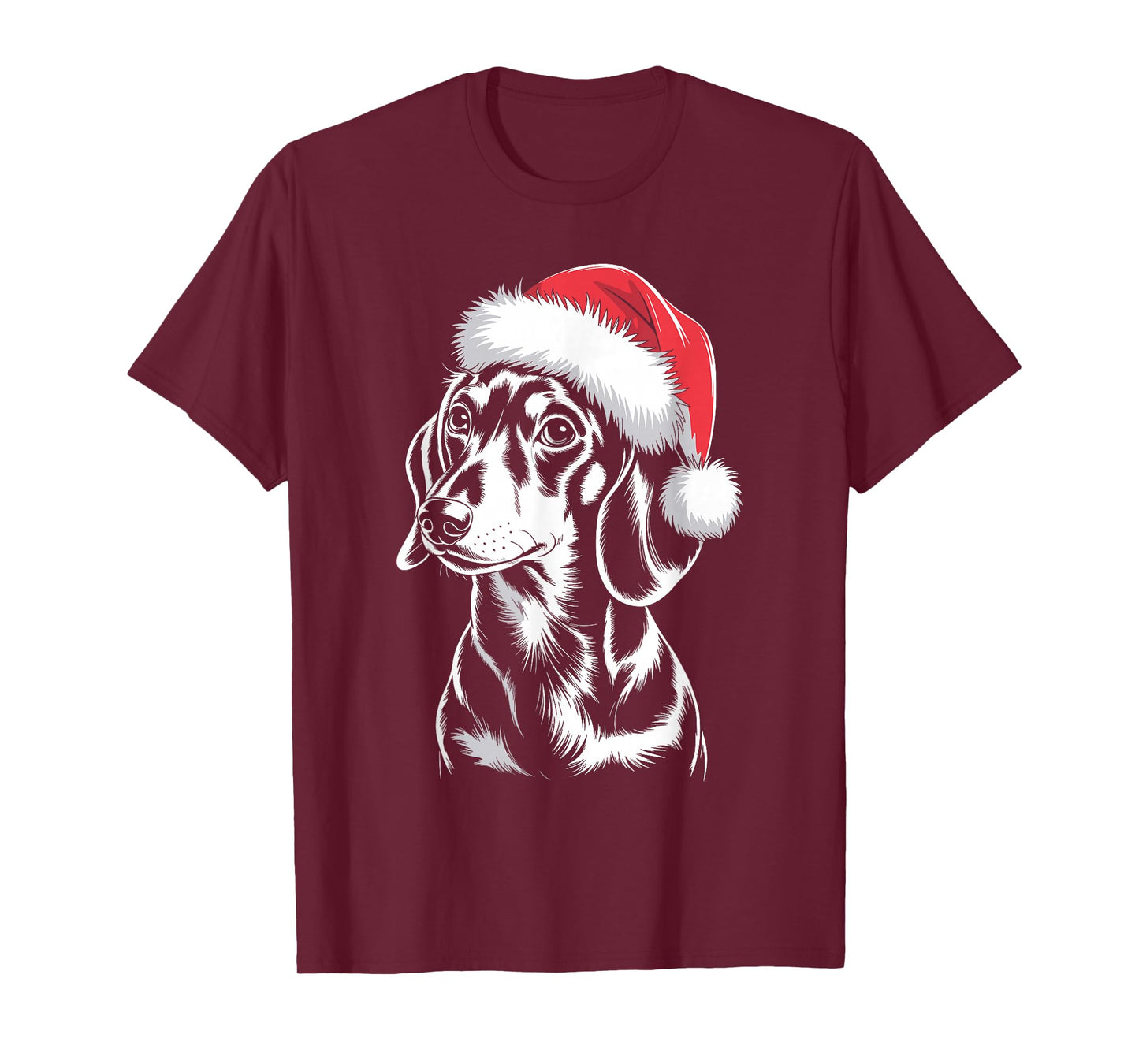 Funny Dachshund Santa Hat Christmas Dog Lover Xmas T-Shirt