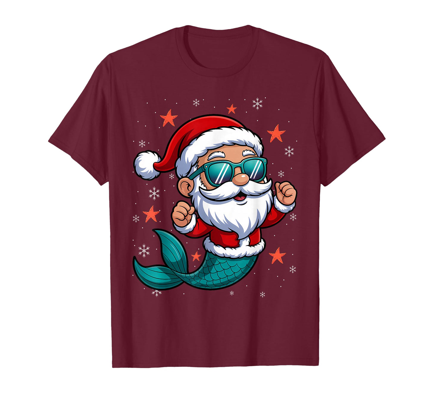 Funny Mermaid Santa Christmas Holiday T-Shirt