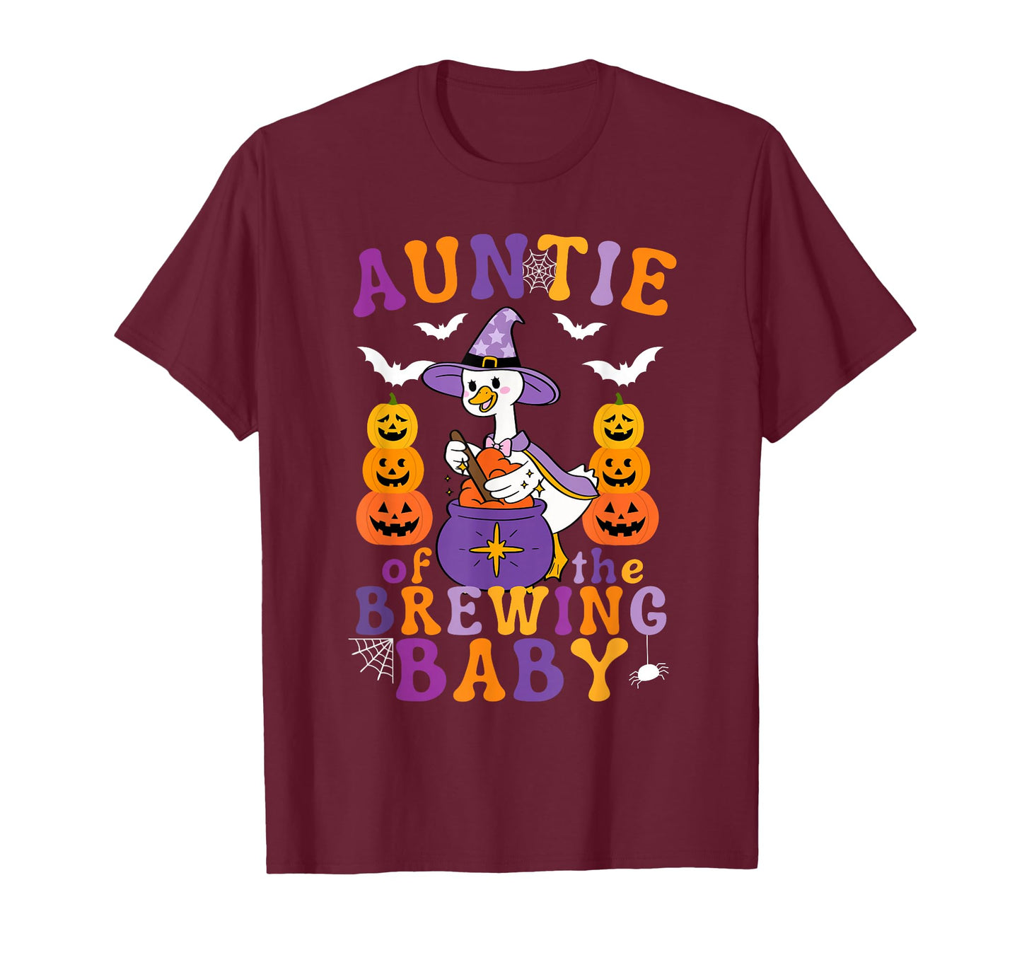Auntie of The Brewing Baby Halloween Baby Shower Witch Goose T-Shirt