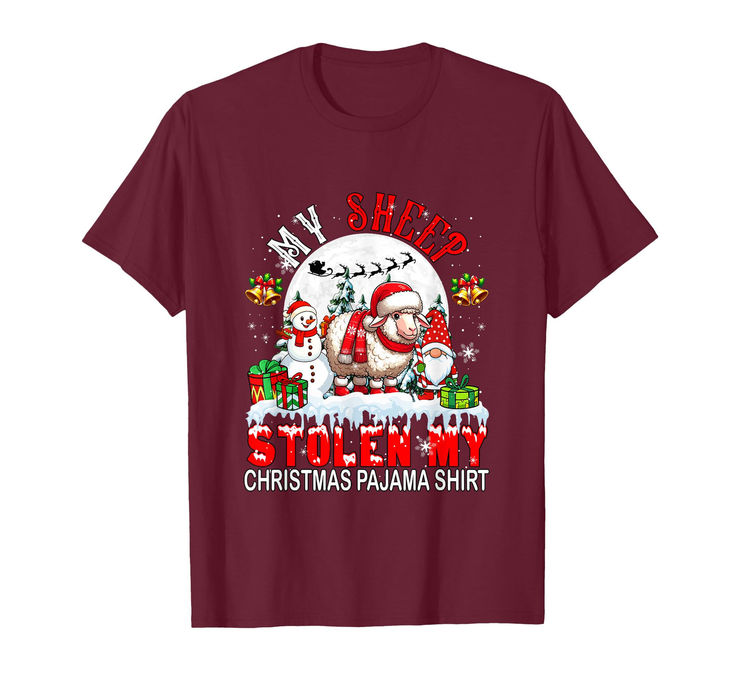 My Sheep Stolen My Christmas Pajama Shirt Santa Farmer Owner T-Shirt