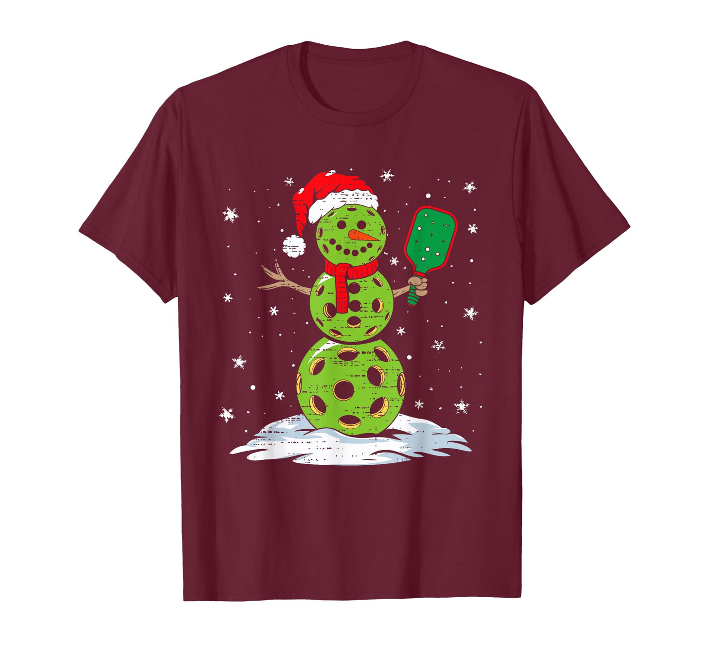 Christmas Pickleball Snowman Xmas Santa Hat Mens Womens Kids T-Shirt