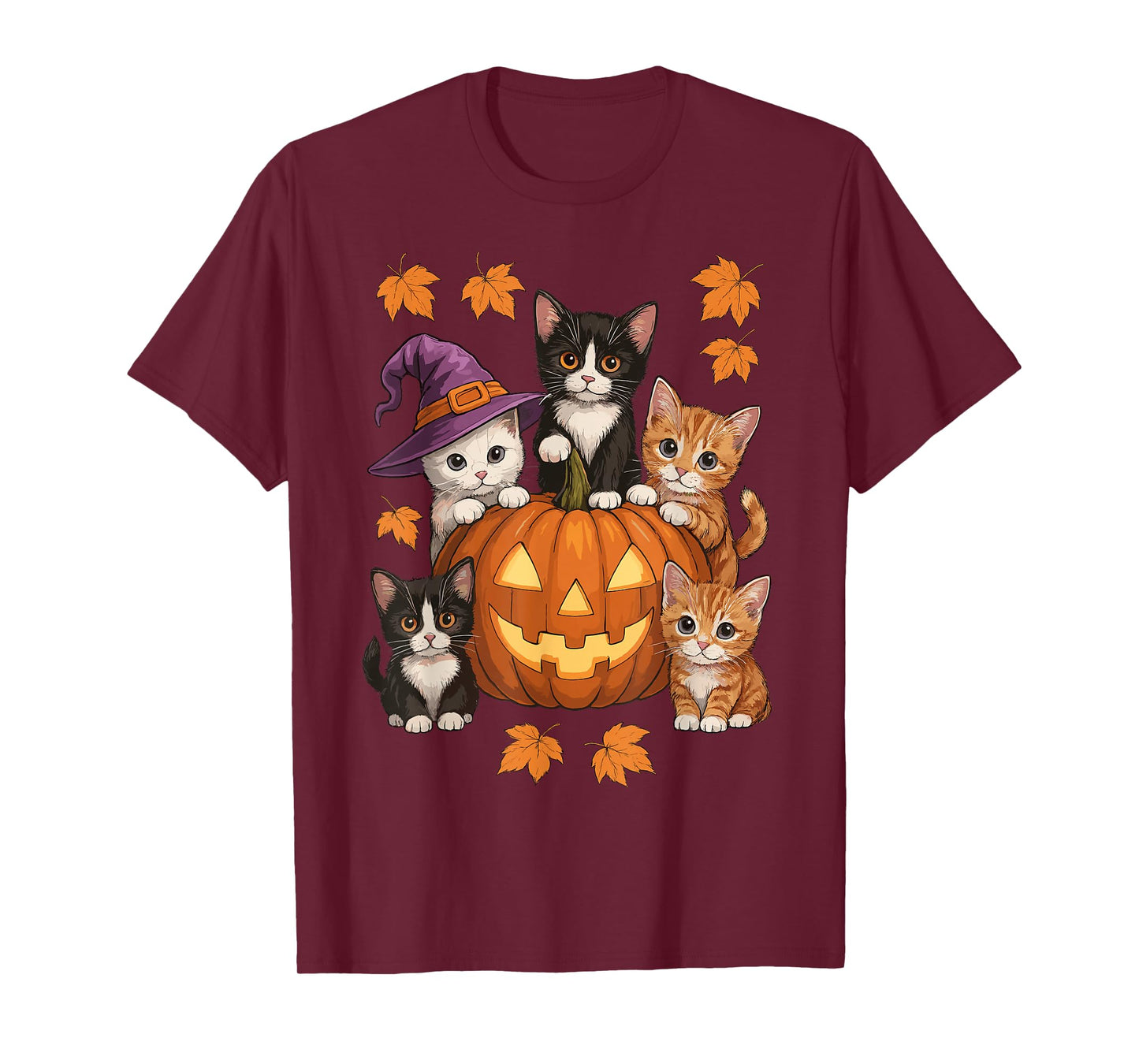 Cute Cat Pumpkin Halloween Vintage Spooky Season T-Shirt