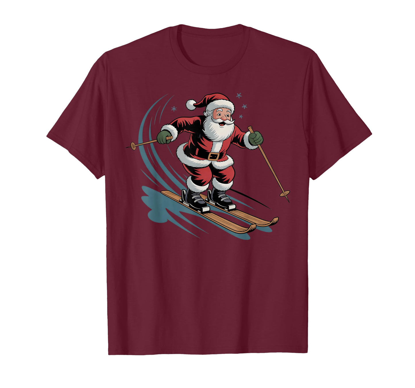 Skiing Christmas Skier Ski Santa Cute Xmas Boys Men Kids T-Shirt