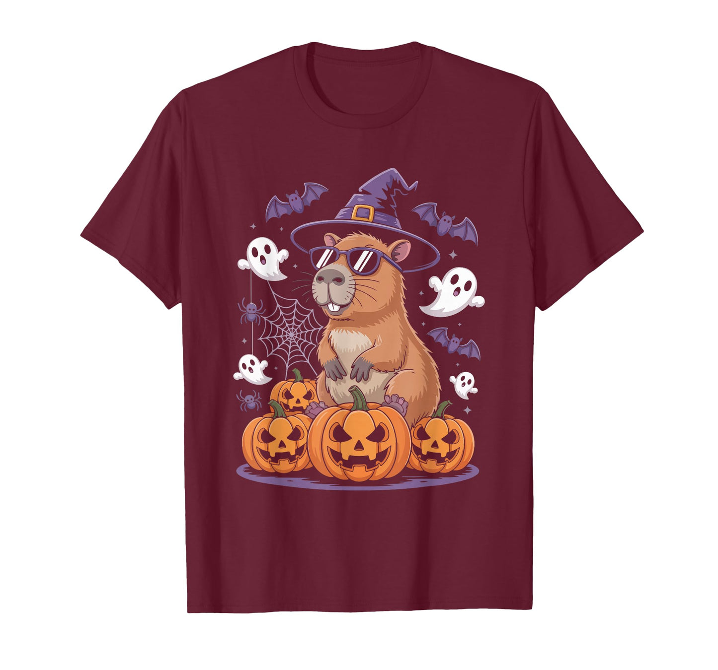 Capybara Witch Hat Halloween Pumpkins T-Shirt