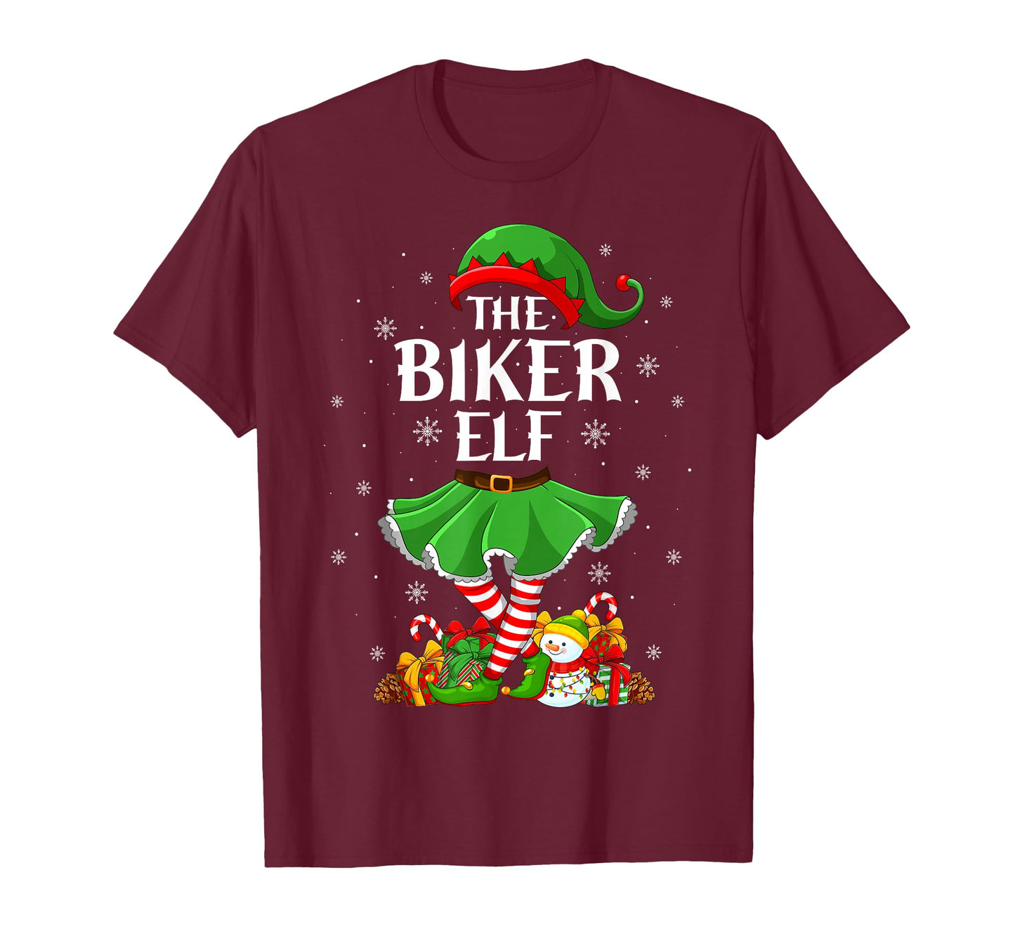 Biker Elf Christmas Family Elf Squad Xmas Girls Women T-Shirt