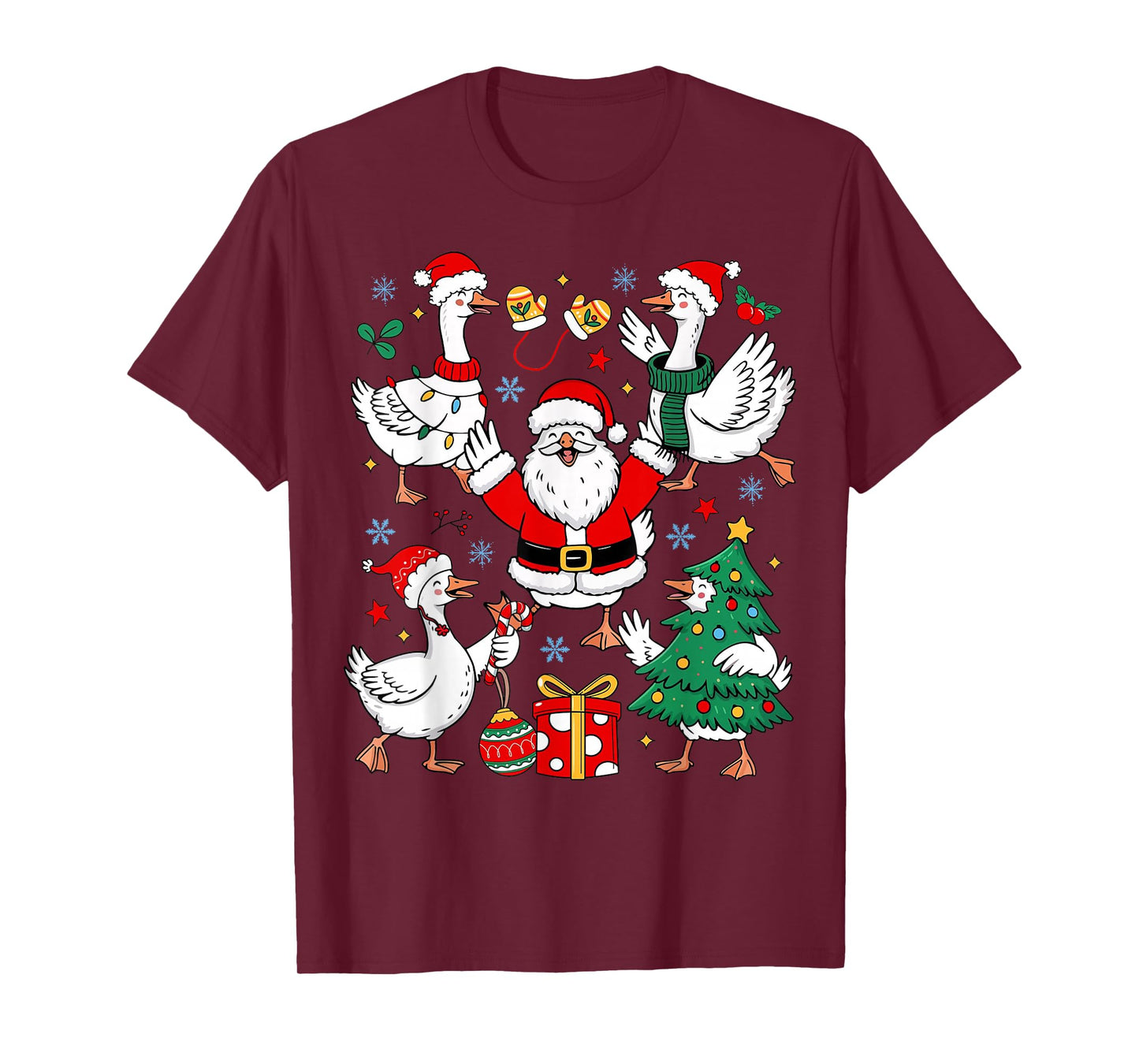 Retro Christmas Goose Santa Funny Mens Womans Kids T-Shirt