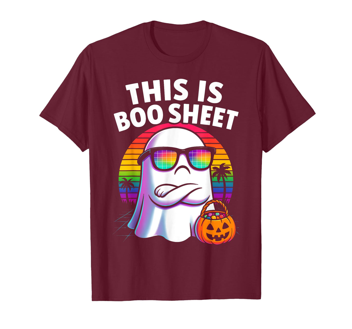 Retro This is Boo Sheet Halloween Ghost Funny Men Women Kid T-Shirt