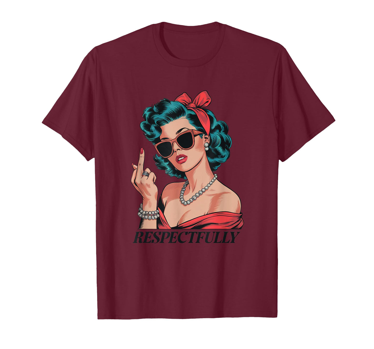 Pinup Girl Saying No Retro Sass Funny Attitude Design T-Shirt