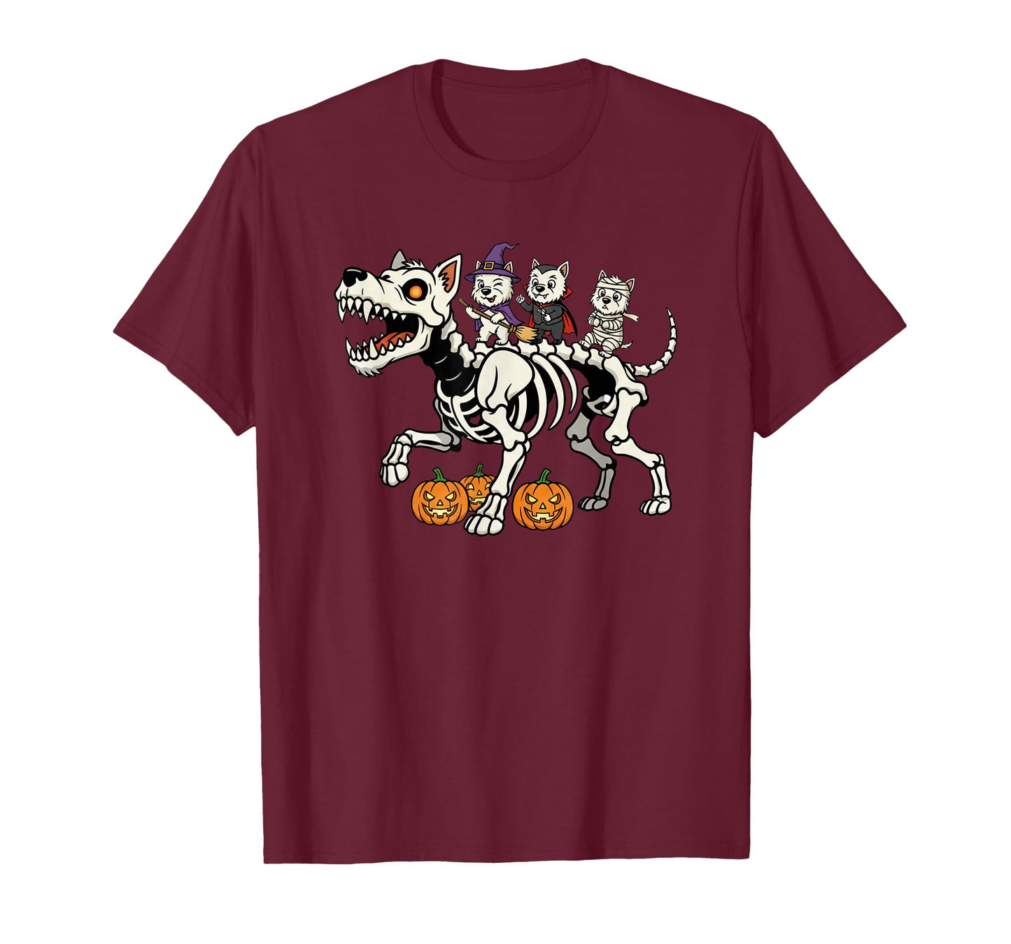 West Highland White Terrier Skeleton Mummy Witch Halloween T-Shirt